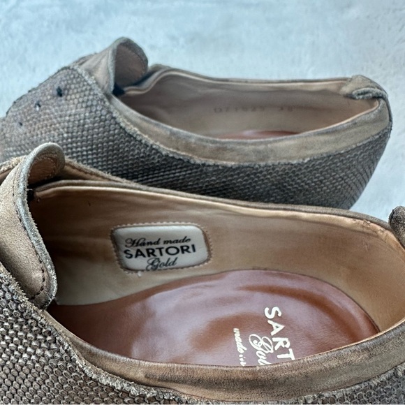 Sartori Gold leather oxfords Italian handmade slip on loafers EU 38 US 7-7.5 - Picture 2 of 14